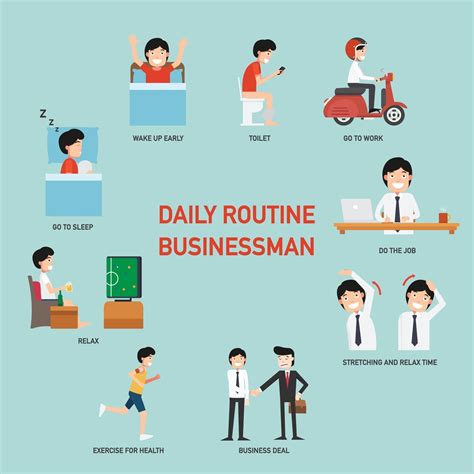 Daily Routine Business People Infographic Vector 3204566 Vector Art At