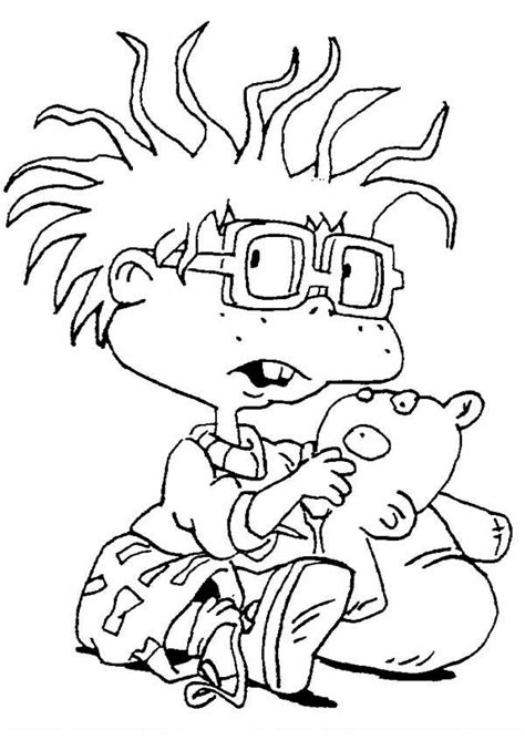 Chuckie Play With Teddy Bear In Rugrats Coloring Page Color Luna
