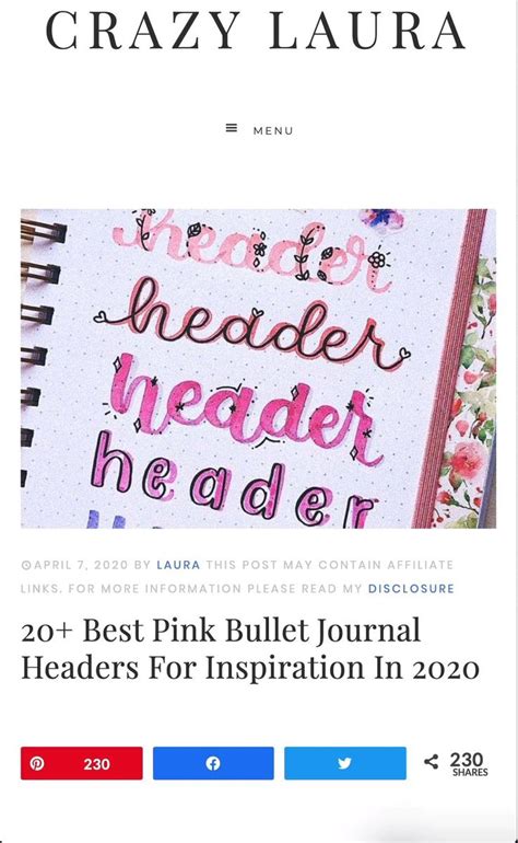 20 Best Pink Bullet Journal Headers For Inspiration In 2022 Video