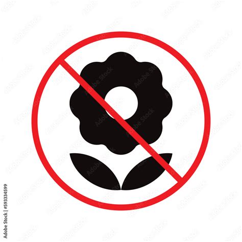 Forbidden Flowers Vector Icon No Flowers Flat Sign Design Prohibited