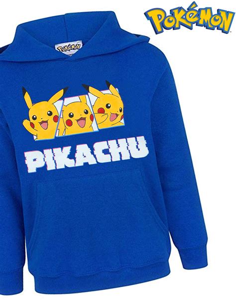 Pokemon Hoodie Pikachu Character Boys Kids Childrens Blue Hooded