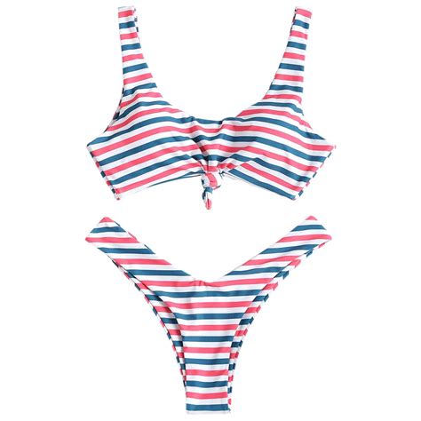 2018 Sexy Bikinis Women Striped High Cut Bikini Set Swimsuit Swimming Suits Bathing Suits
