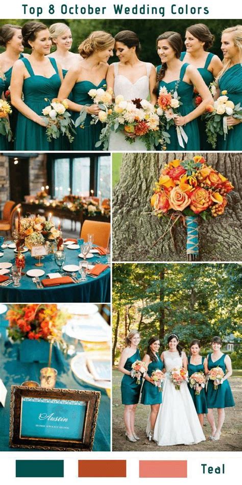 Top 9 Fall Wedding Color Schemes For 2019—teal Blue And Burnt Orange