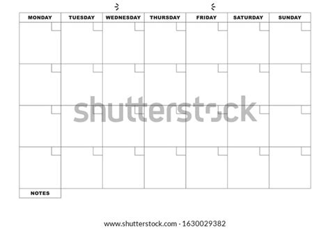 Minimal Monthly Calendar Without Dates Stock Vector Royalty Free