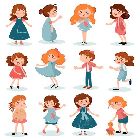 Charades Clipart Children Girls Collection Cartoon Vector Charades