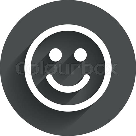 Smile Icon Happy Face Chat Symbol Circle Flat Button With Shadow