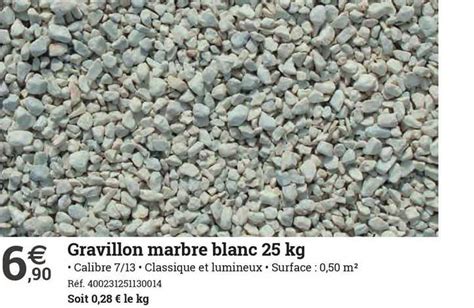 Offre Gravillon Marbre Blanc 25 Kg Chez Espace Emeraude