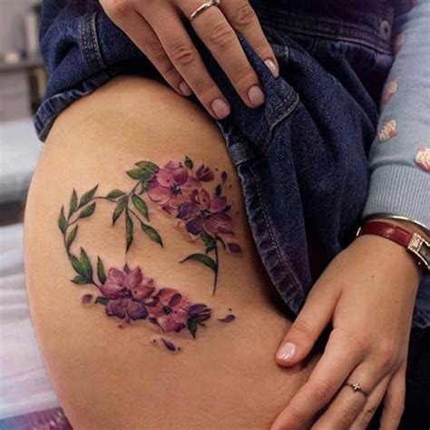 Side Thigh Flower Tattoos