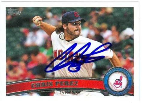 chris perez autographed baseball card cleveland indians 2010 topps heritage 539