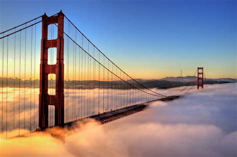 Tapeta Na Monitor Města Město Golden Gate Mlha Ráno Most