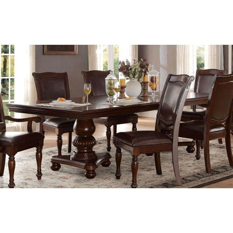 Delavan Cherry Wood Pedestal Dining Table Capitol Furniture Online