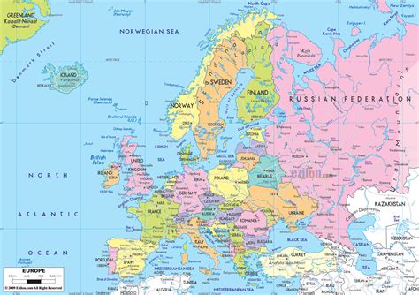 Detailed Political Map Of Europe Cornie Christean