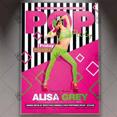 Pop Party Club Flyer Psd Template Psdmarket