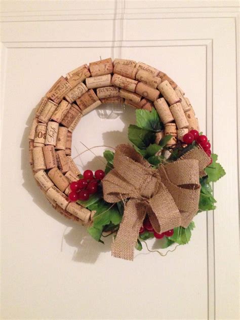 Diy Wine Cork Wreath Used A Foam Wreath And Hot Glued