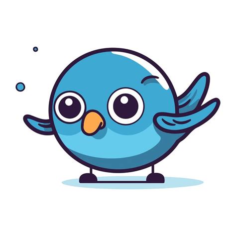 Premium Vector Cute Blue Bird Cartoon Character Vector Illustration On White Background