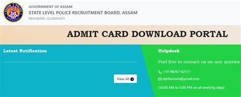 Assam Police Si Admit Card Sub Inspector Exam Date At Slprbassam