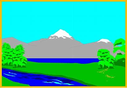 Mountain Lake Clipart Landscape Mountains Illustration Cartoon