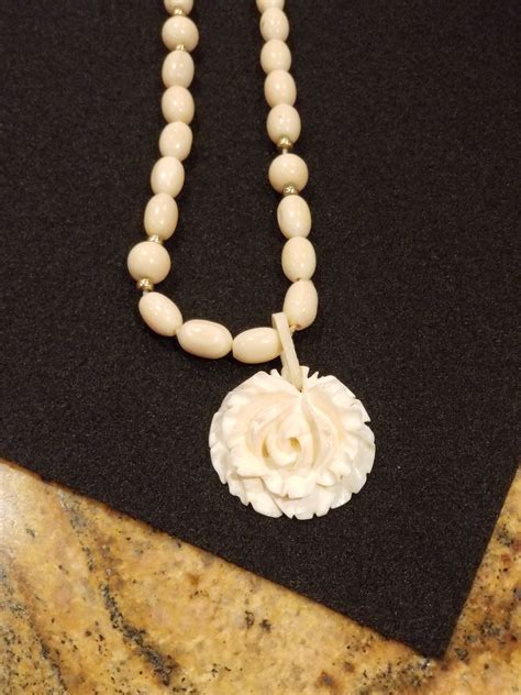 Vintage Carved Ivory Rose Pendant Necklace How Much It Is Worth Good