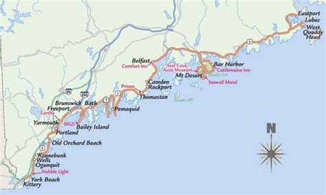 Detailed Map Of Maine Coast United States Map