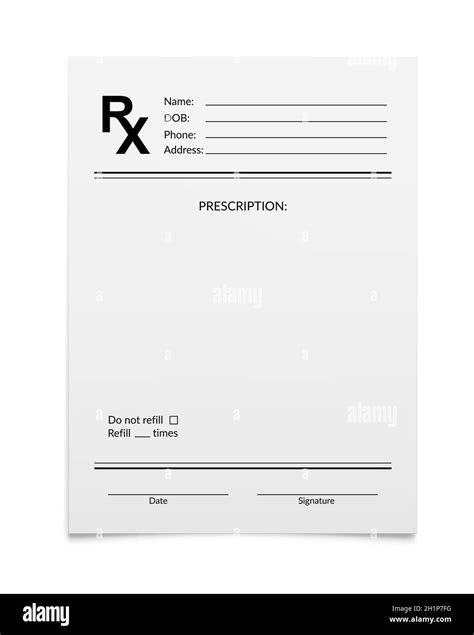 Medical Prescription Rx Form Pharmacy And Hospital Realistic Vector