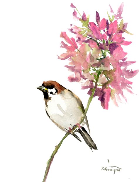 Sparrow Bird Painting Original Watercolor Art Etsy