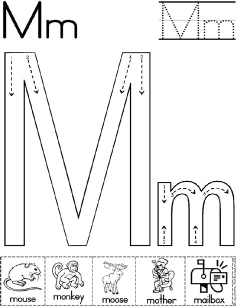 Alphabet Letter M Worksheet Standard Block Font Preschool Printable