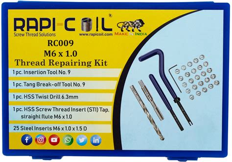 Rapi Coil Stainless Steel M6 X 10 Thread Repairing Kit Packaging Box Model Namenumber