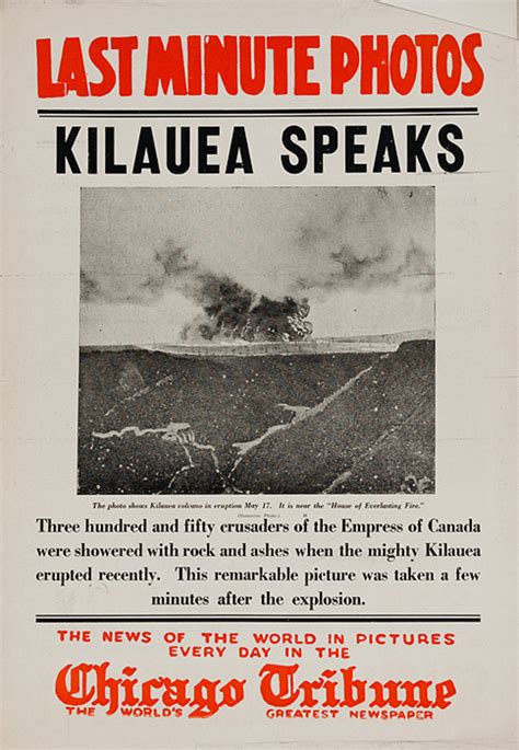 The Chicago Tribune Original Daily Newspaper Advertising Poster Kilauea