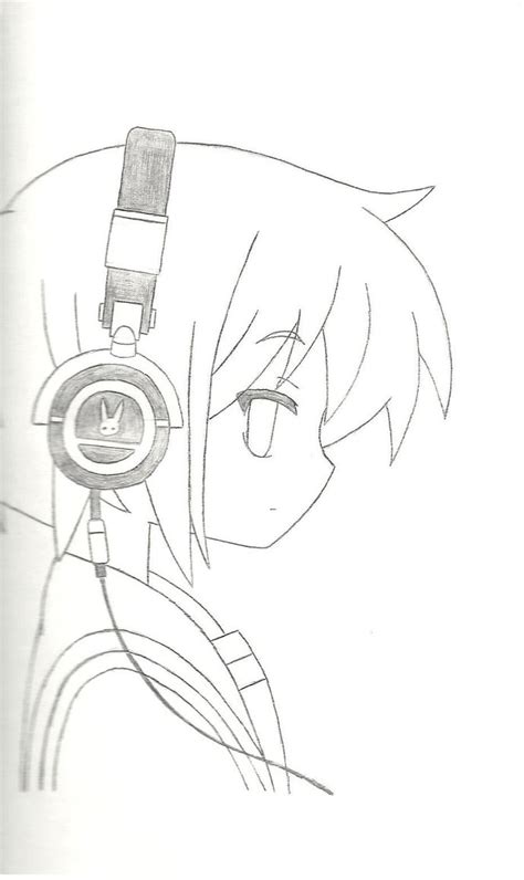 Anime Girl With Headphones Coloring Pages