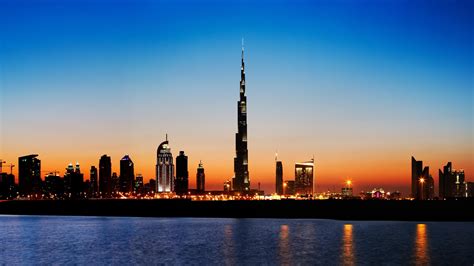 Uae Dusk Metropolis Cityscape City Dubai Burj Khalifa United