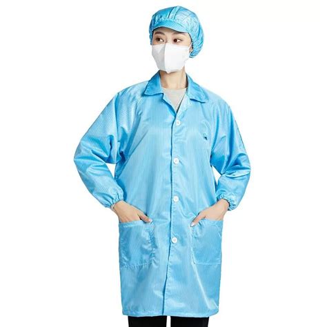 Leenol Blue Strip Anti Static Fabric Cleanroom Garments Esd Clothes