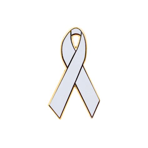 White Awareness Ribbons Lapel Pins