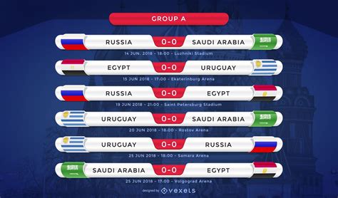 Russia 2018 Group A Fixture Vector Download