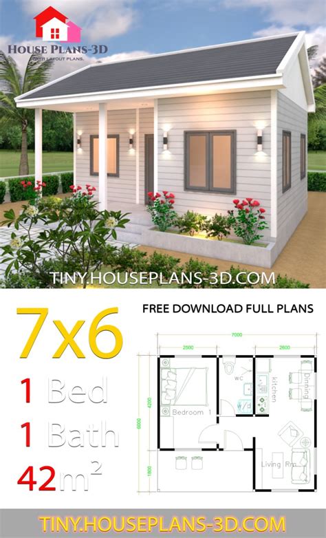 Tiny House Plans 7x6 With One Bedroom Gable Roof Tiny House Plans