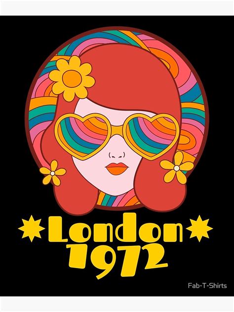London 1972 Retro Vintage Fun Flower Fashion Heart Girl Poster For