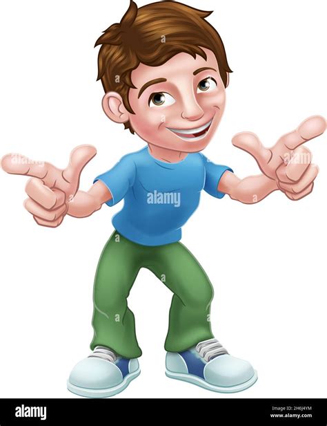 Boy Kid Cartoon Child Character Pointing Stock Vector Image And Art Alamy