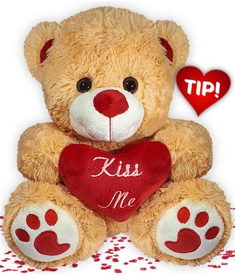 Teddybeer Pluche Knuffel Lichtbruin Met Hart 32 Cm Valentijnsdag