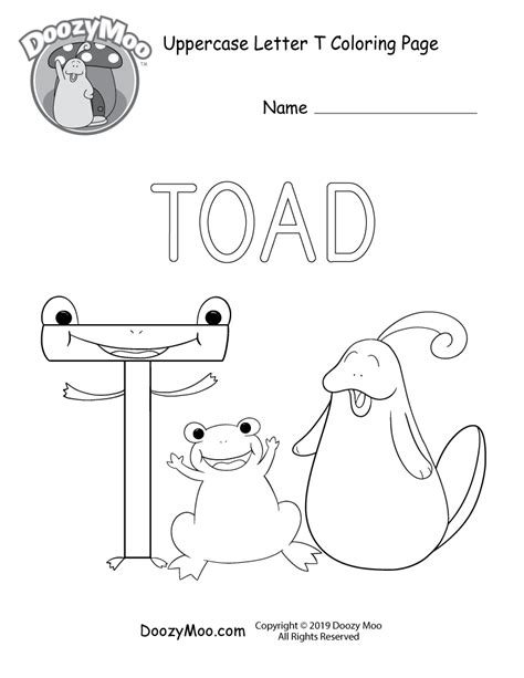 Cute Uppercase Letter T Coloring Page Free Printable Doozy Moo