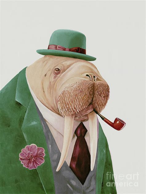 Walrus Green Painting By Animal Crew Fine Art America