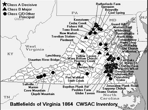 Virginia Civil War 1864 Map Of Battles