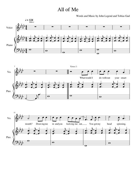 Love in the future released: All of Me Sheet music for Piano, Vocals (Piano-Voice) | Musescore.com