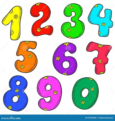 Sistema Del Vector De Números Figuras Multicoloras Stock De Ilustración