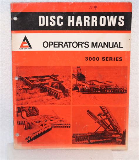 Allis Chalmers 3000 Series Disc Harrows Operators Manual Ebay