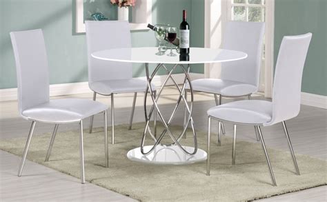 Thematic white dining room sets for your intimate. Full white high gloss round dining table & 4 chairs ...