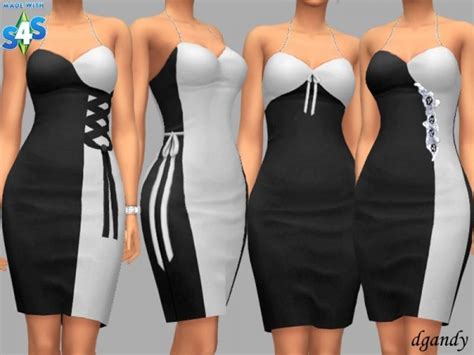 The Sims Resource Black And White Formal Dress By Dgandy Sims 4