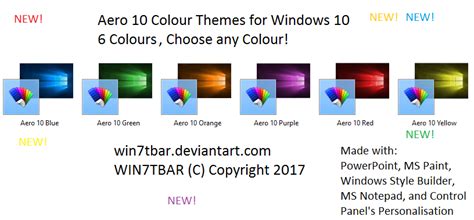 Aero 10 Colour Themes for Windows 10 by WIN7TBAR on DeviantArt