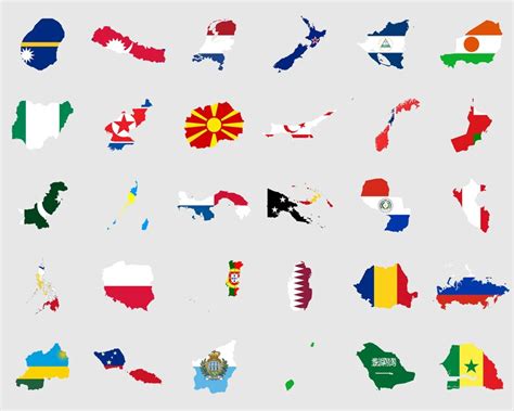 Individual World Countries Map Flags Svg Nation National Etsy