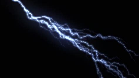 Several Lightning Strikes Over Black Background Blue Electrical Storm