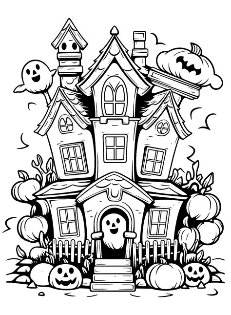 Haunted House Halloween Coloring Pages Free Printable Coloring Pages