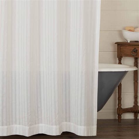 Buy Emily Sheer Shower Curtain 72 X 72 Tone On Tone Off White Sheer Ticking Stripe Fabric
